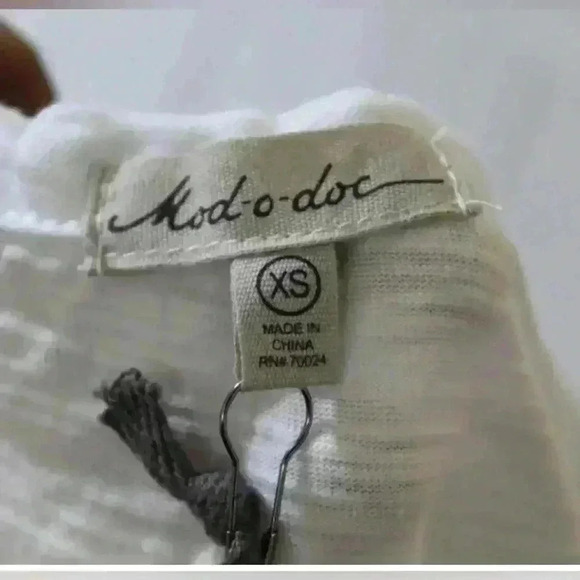 Mod-o-doc Slub Jersey Swing Tunic Embroidery, Women's Size XS, White - Picture 4 of 6